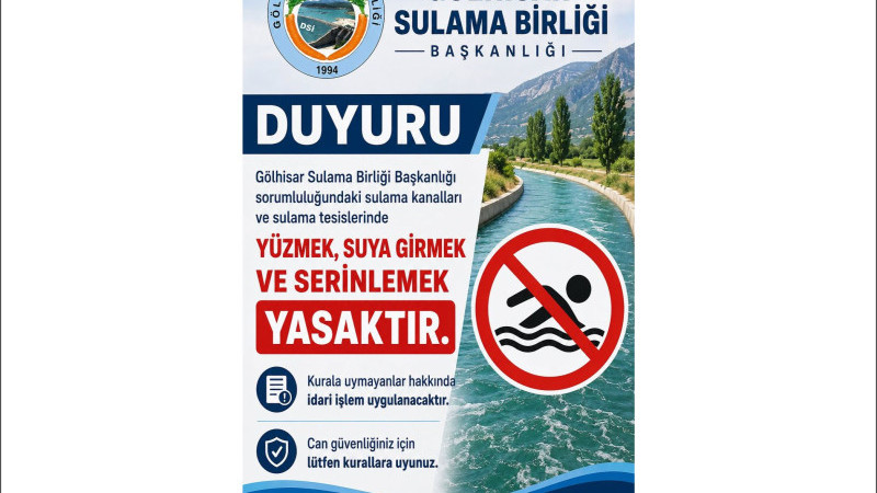 Gölhisar Sulama Birliği'nden Hayat Kurtaran Uyarı